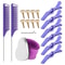 Hair Parting Tools Set With Sectioning Clips Rat Tail Combs Purple Salon Kit For Professional Sty 6