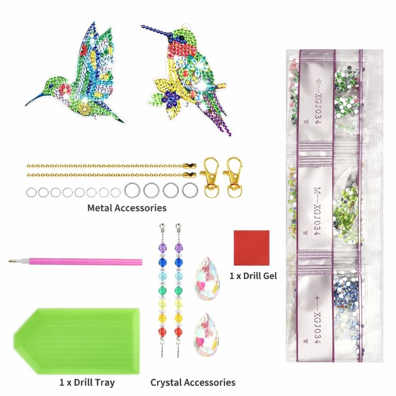 DIY Diamond Painting Suncatcher With Rhinestone Hummingbird Art Wind Chimes Sparkling Home Decor 6