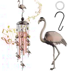 large flamingo metal wind chimes for outdoor garden | premium aluminum, relaxing sound & decorative