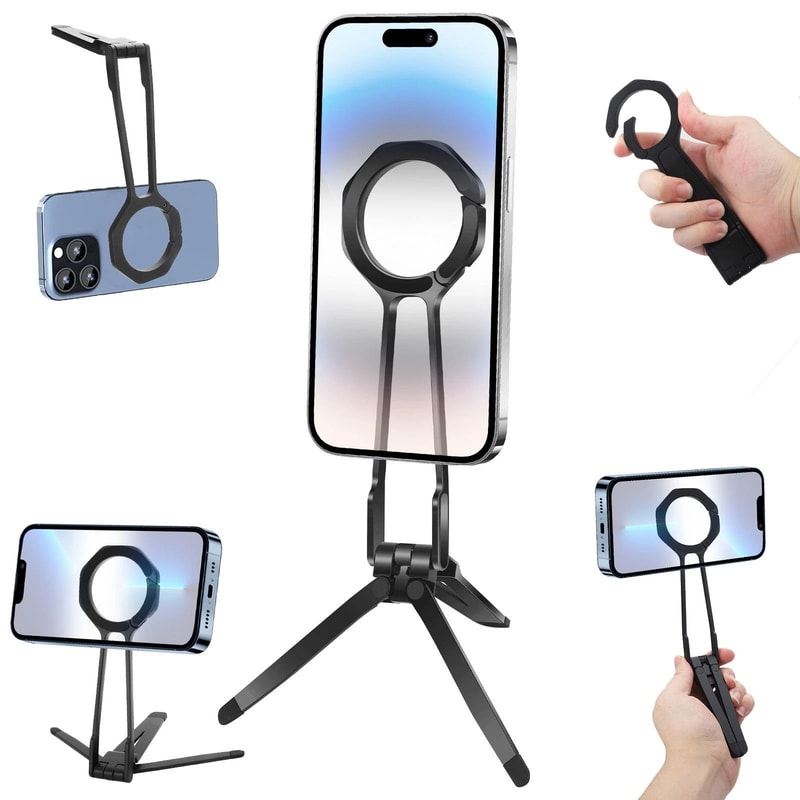 Magnetic Aluminum Foldable Phone Tripod Stand For MagSafe Portable Mount 3