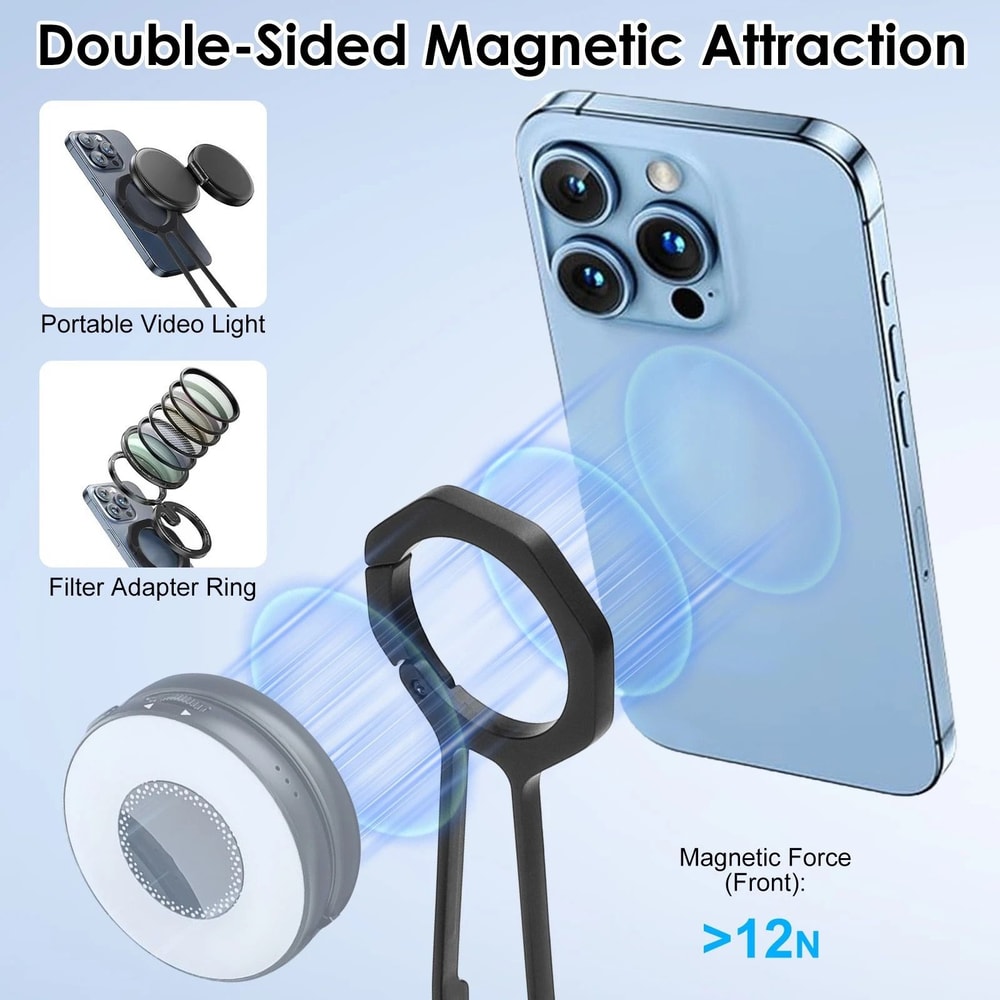 Magnetic Aluminum Foldable Phone Tripod Stand For MagSafe Portable Mount 4