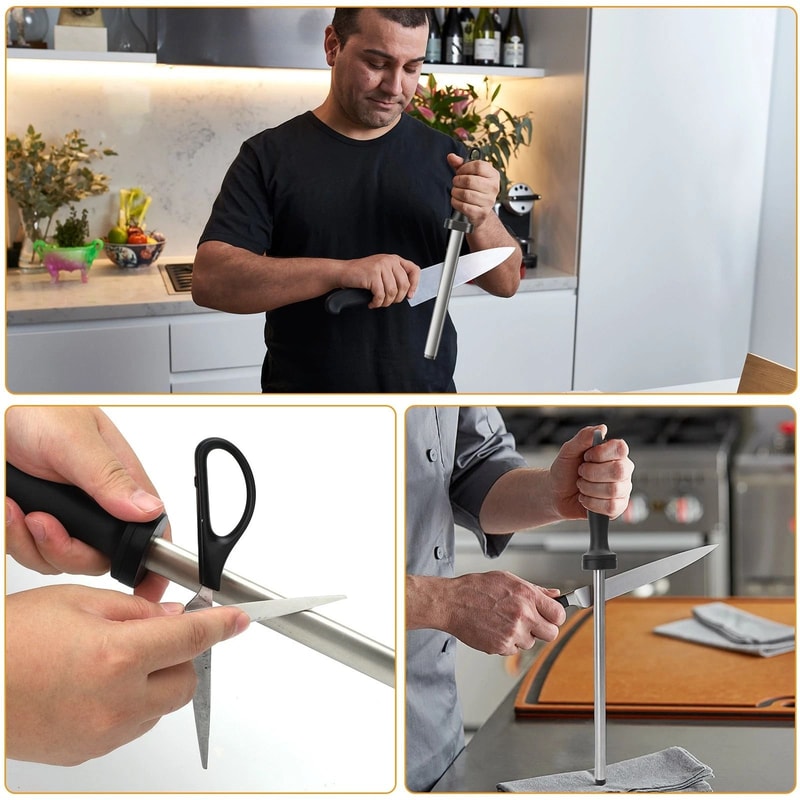 Diamond Knife Sharpener Steel Honing Rod For Chef Kitchen Home Sharpening Tool 0