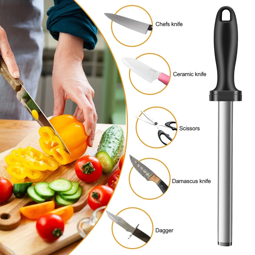 Diamond Knife Sharpener Steel Honing Rod For Chef Kitchen Home Sharpening Tool 4