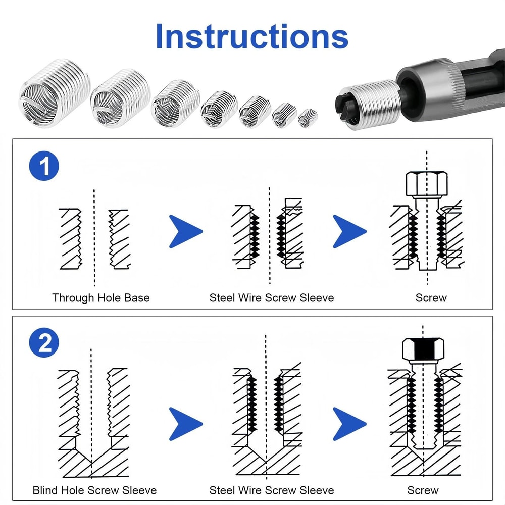 Stainless Steel SelfTapping Thread Inserts Set For Industrial Repairs Durable And Easy To Use 3