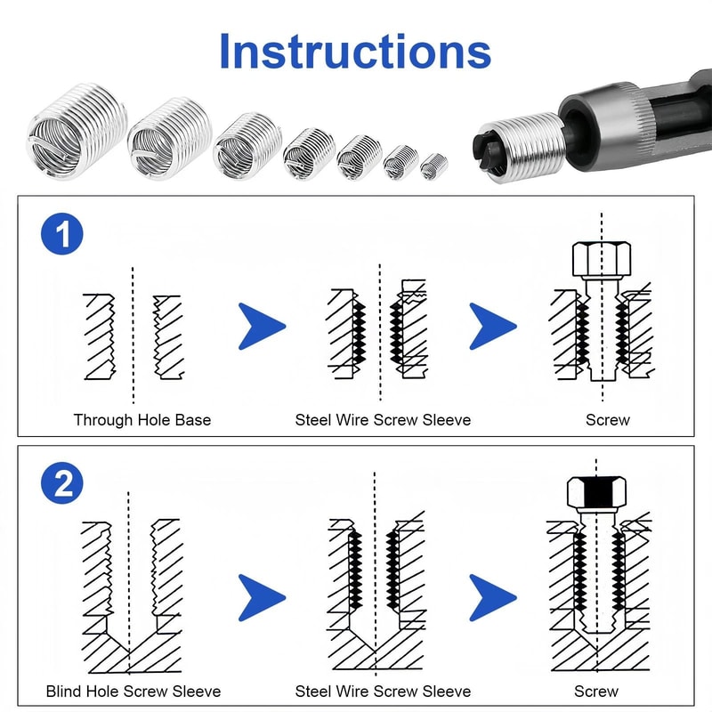 Stainless Steel SelfTapping Thread Inserts Set For Industrial Repairs Durable And Easy To Use 3