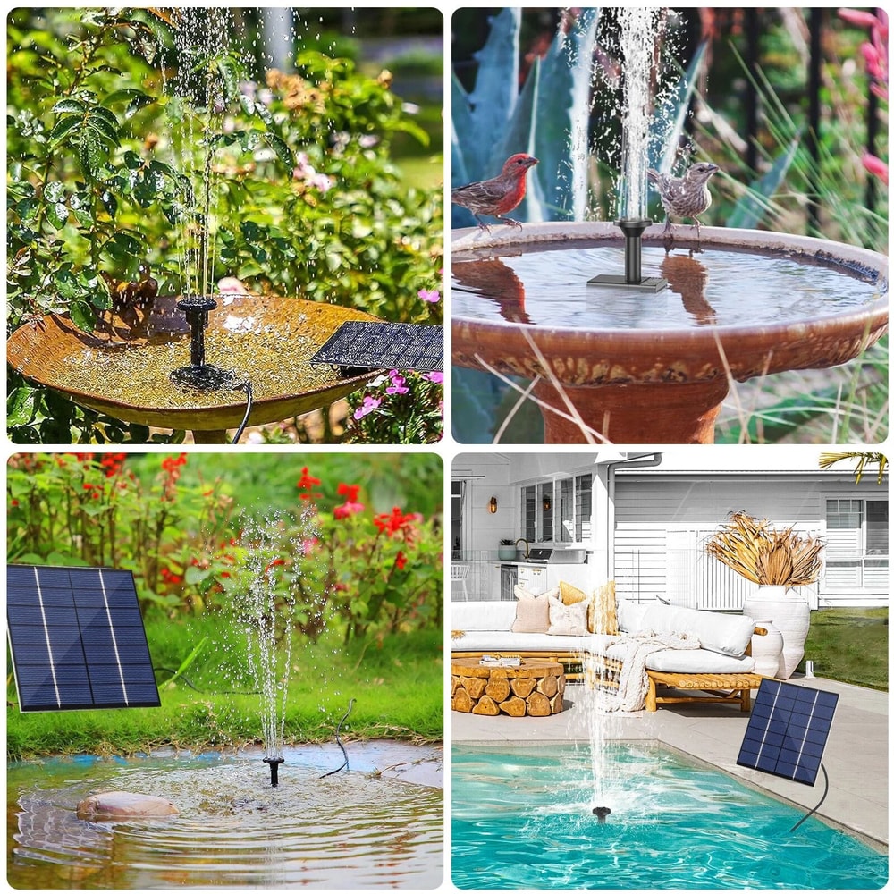 Solar Power Fountain Submersible Floating Water Pump For Bird Bath Garden Decor 2
