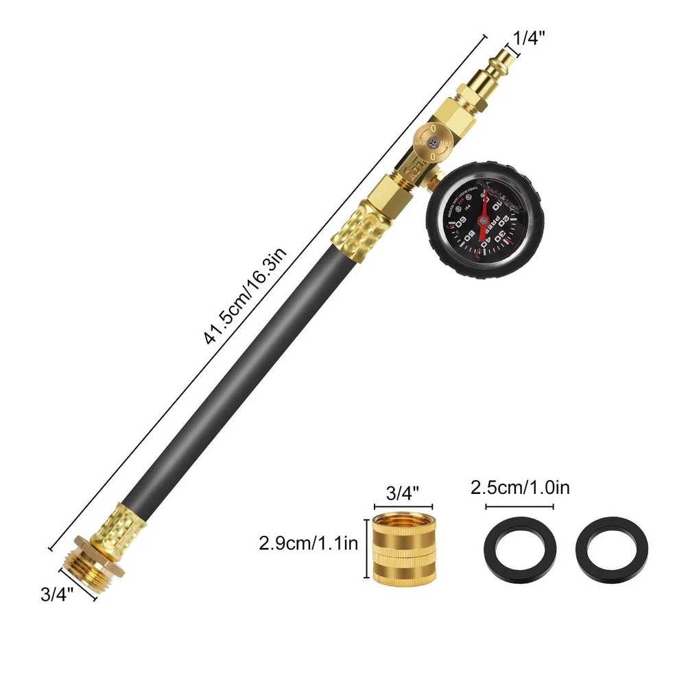 Camper Winterizing Blowout Hose Adapter Kit With Pressure Gauge 6