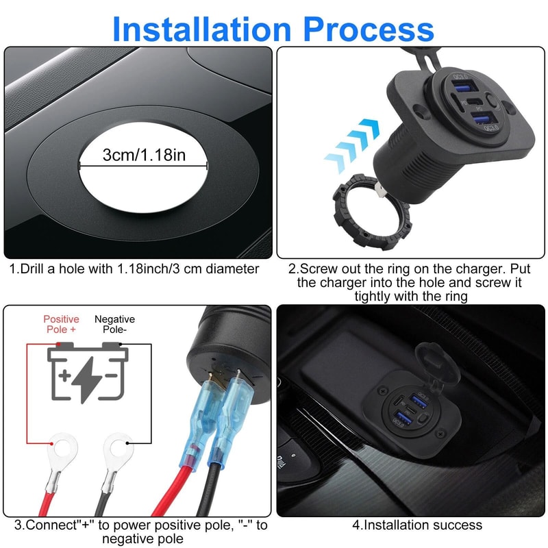Dual USB Car Charger Socket Fast Charging 3