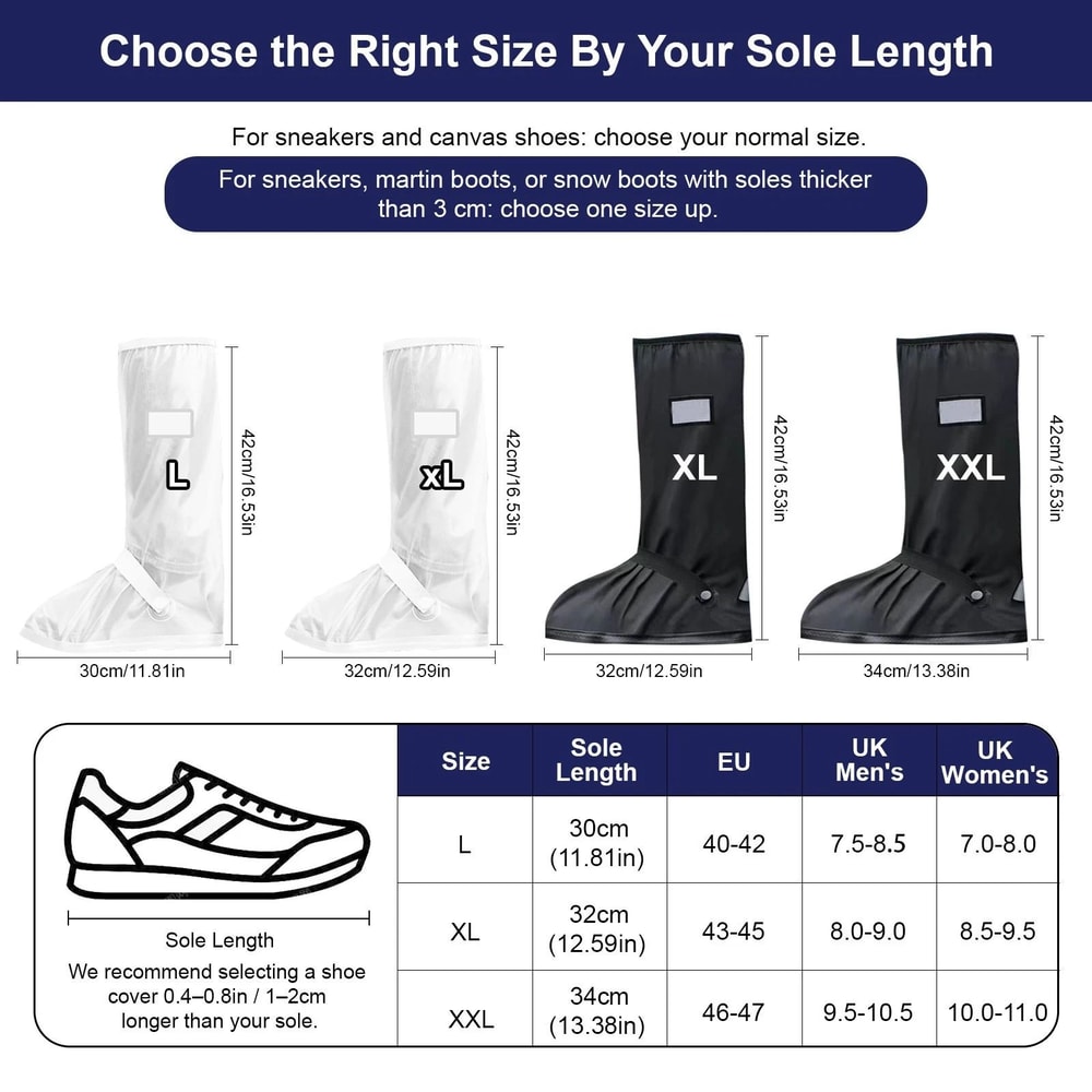 Reusable Waterproof Shoe Covers Reflective AntiSlip Overshoes For Boots 10