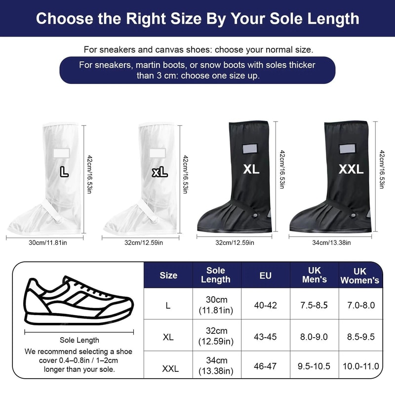 Reusable Waterproof Shoe Covers Reflective AntiSlip Overshoes For Boots 10