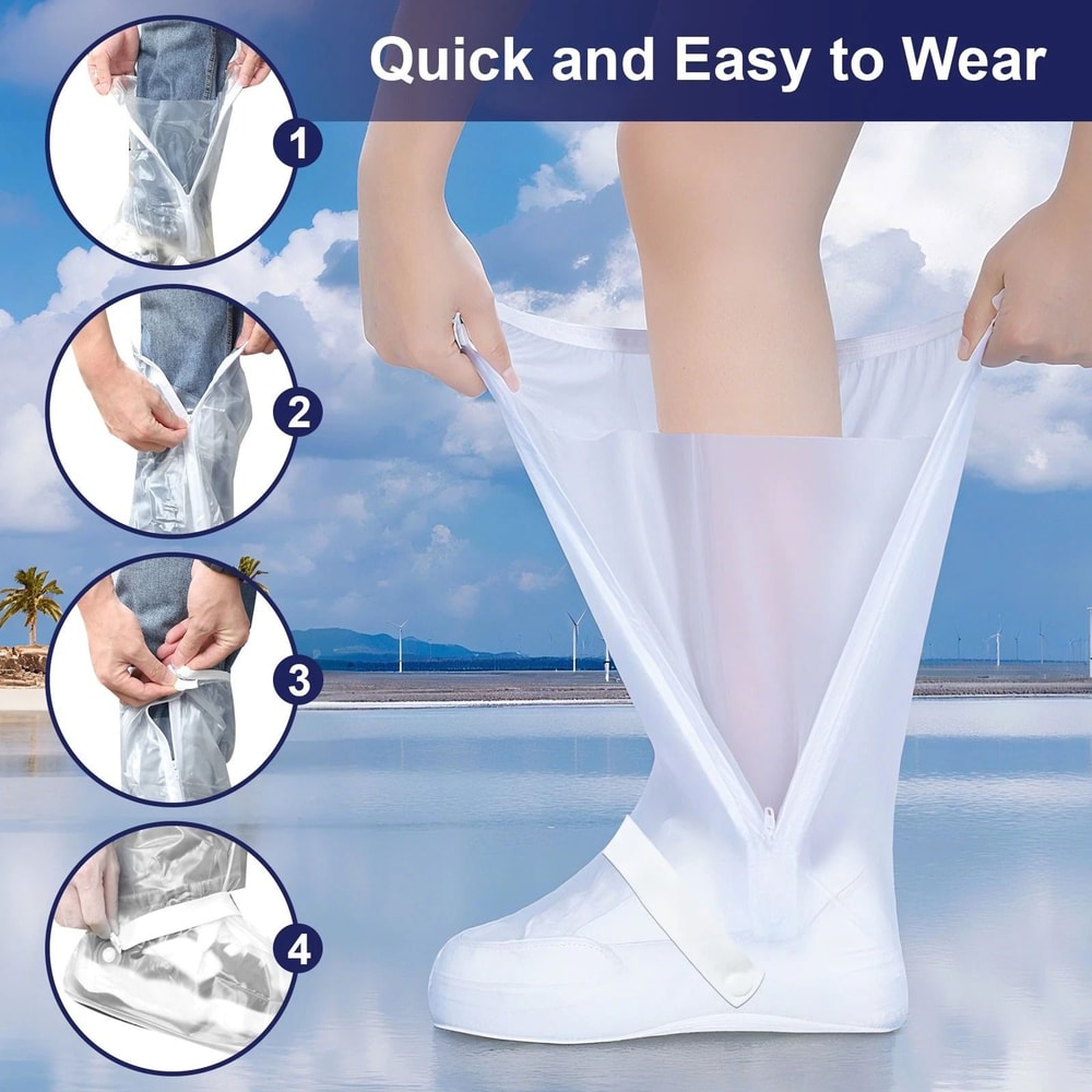 Reusable Waterproof Shoe Covers Reflective AntiSlip Overshoes For Boots 5