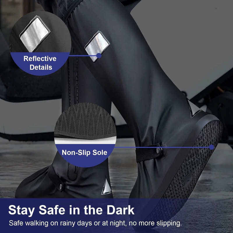 Reusable Waterproof Shoe Covers Reflective AntiSlip Overshoes For Boots 8