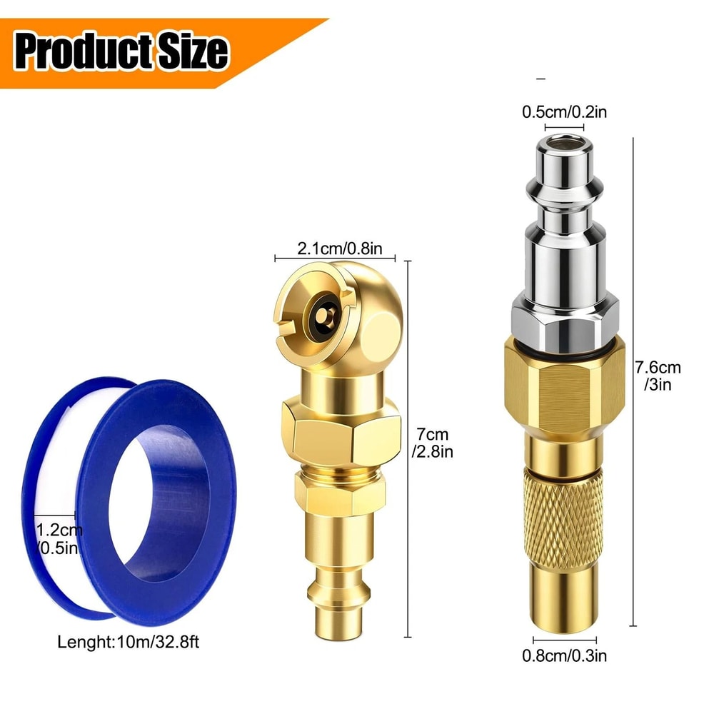 Air Chuck Kit With Closed Ball Tire Inflator For Trucks And Cars PSI Dual Connection 5