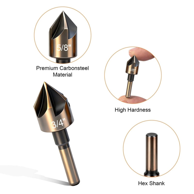 Countersink Drill Bit Set HSS Flute Bits For Wood Metal And Plastic 5