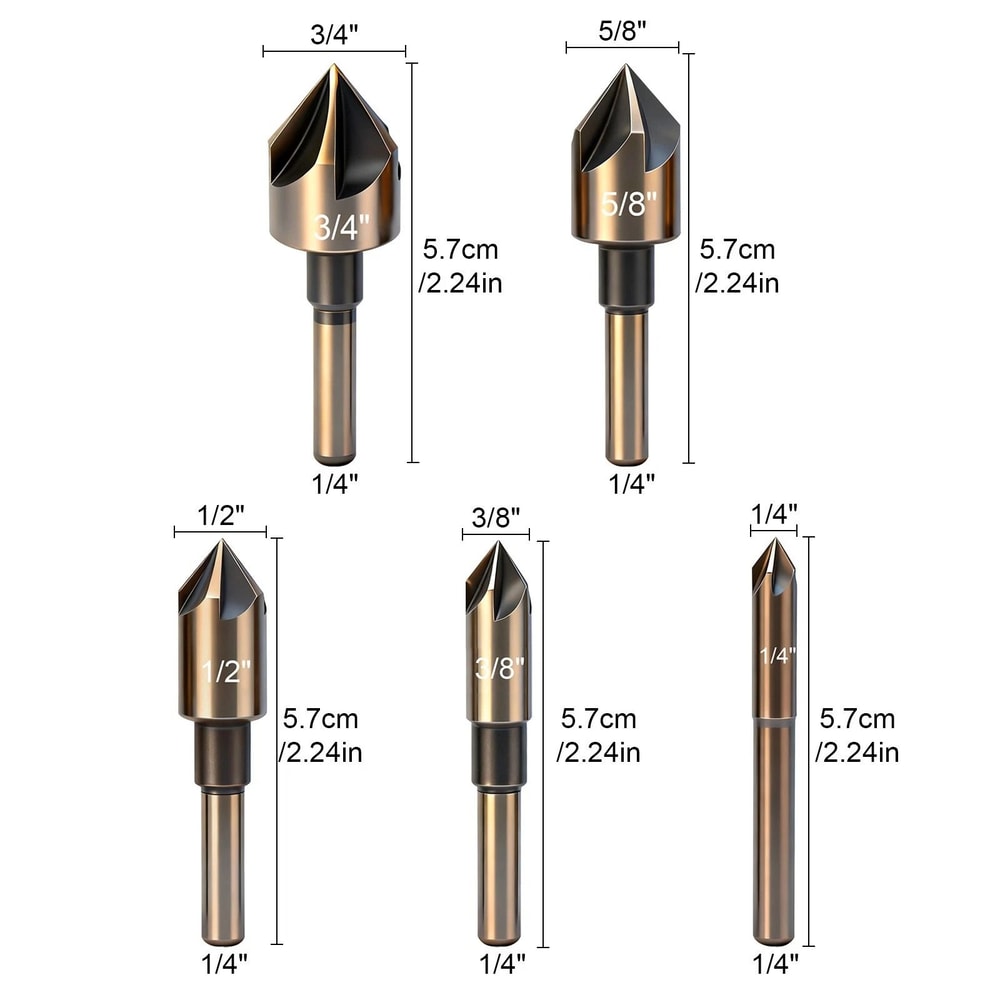 Countersink Drill Bit Set HSS Flute Bits For Wood Metal And Plastic 6