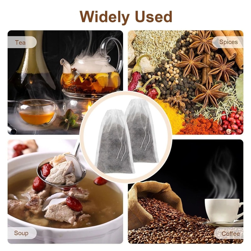 Disposable Tea Filter Bags With Drawstring For Loose Leaf Tea And Coffee Brewing 1