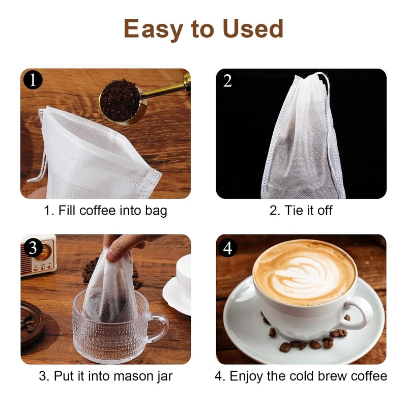 Disposable Tea Filter Bags With Drawstring For Loose Leaf Tea And Coffee Brewing 2