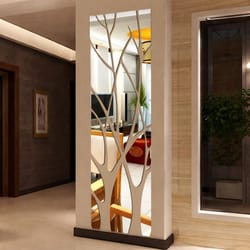 diy mirror tree wall decal - acrylic art sticker for bedroom & living room decor