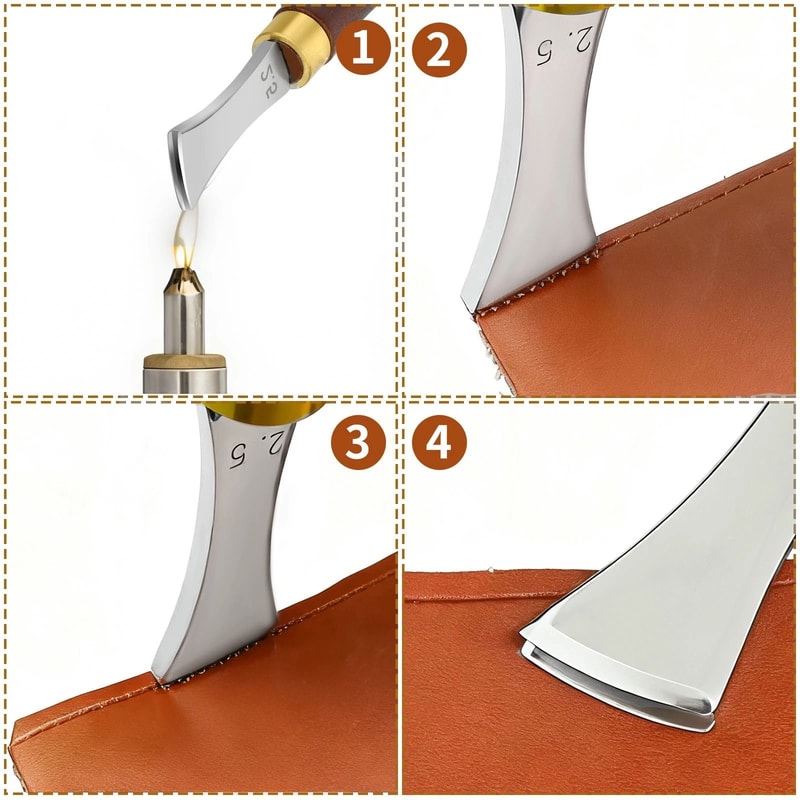 Leather Edge Creaser Tool Set FanShaped Leathercraft Punch For Precise DIY Crimping 3