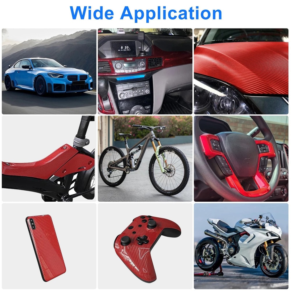 Red Carbon Fiber Wrap For Cars Motorcycles And Laptops Twill Weave Waterproof ScratchResistant 3