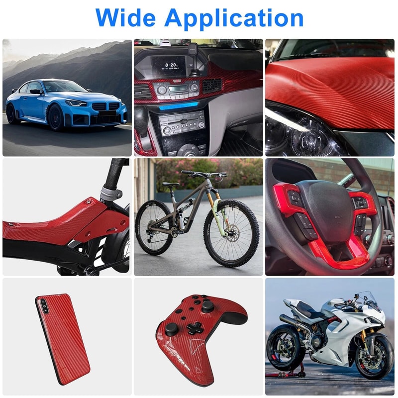 Red Carbon Fiber Wrap For Cars Motorcycles And Laptops Twill Weave Waterproof ScratchResistant 3