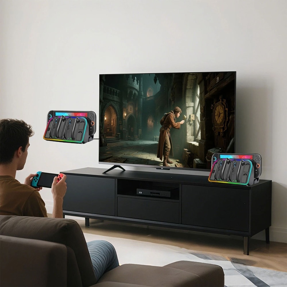 RGB Magnetic Charging Dock Station Wall Mount Charger With Fast Charging RGB Lighting Mode 3