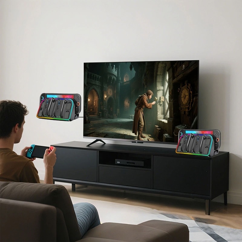 RGB Magnetic Charging Dock Station Wall Mount Charger With Fast Charging RGB Lighting Mode 3