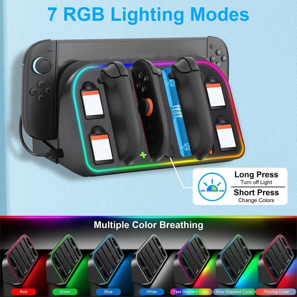 RGB Magnetic Charging Dock Station Wall Mount Charger With Fast Charging RGB Lighting Mode 5