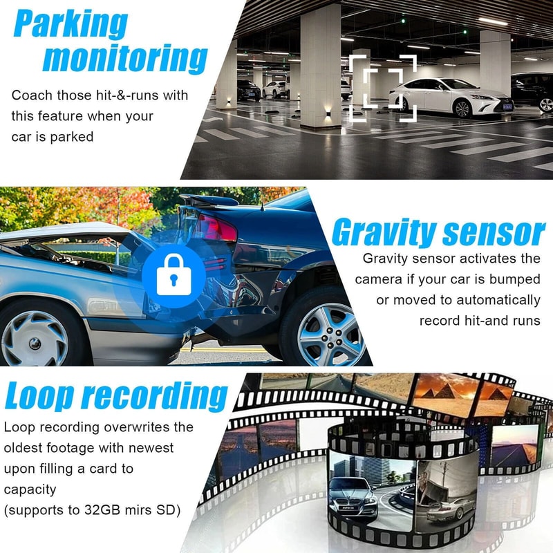 Dual Lens Car Dash Cam Video Recorder With GSensor 3