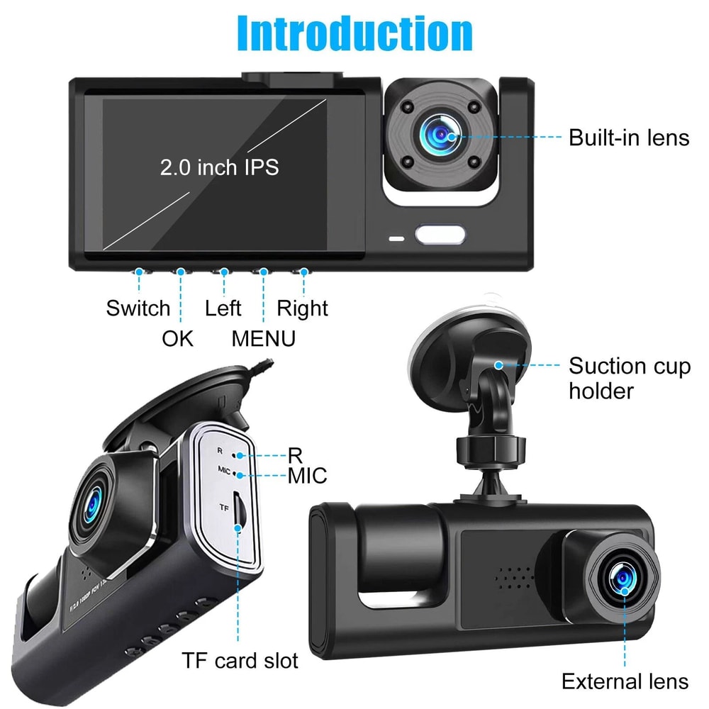 Dual Lens Car Dash Cam Video Recorder With GSensor 4
