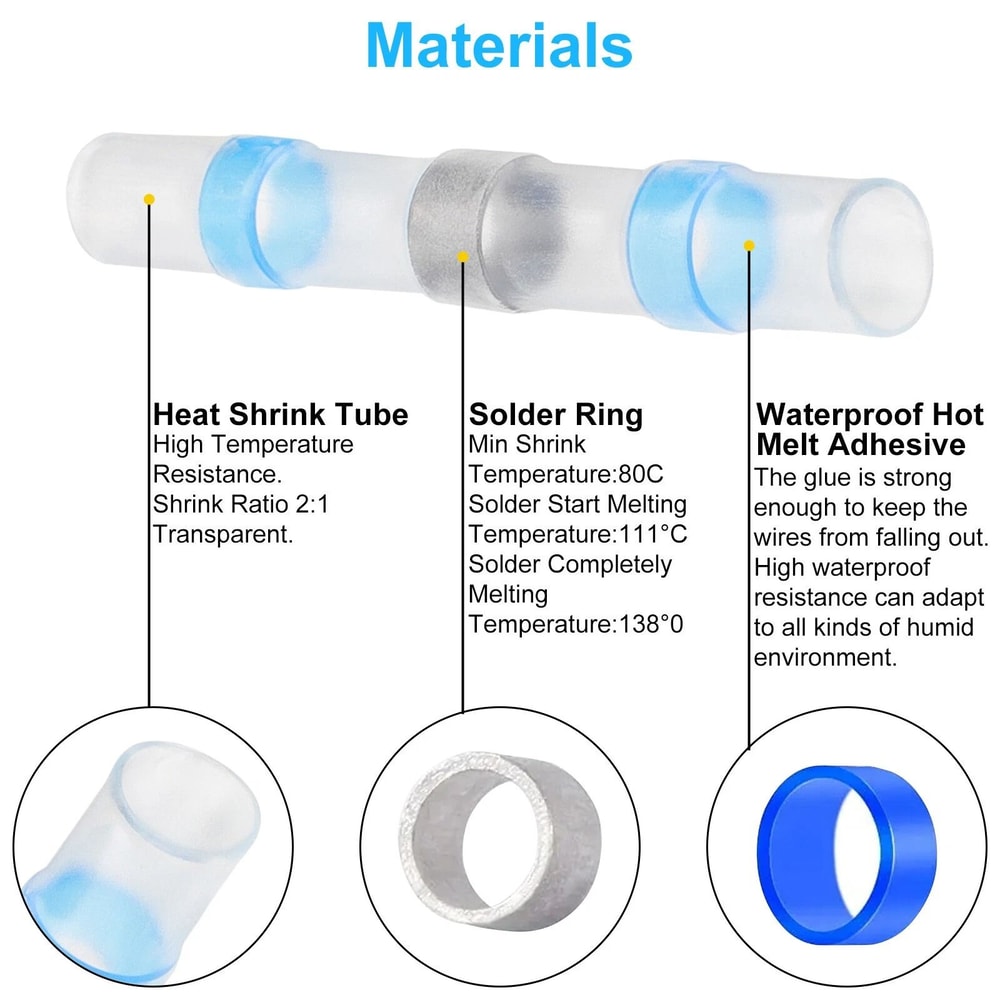 Waterproof Solder Seal Sleeve Heat Shrink Butt Wire Connectors Terminals For RV And Automotive Use 4