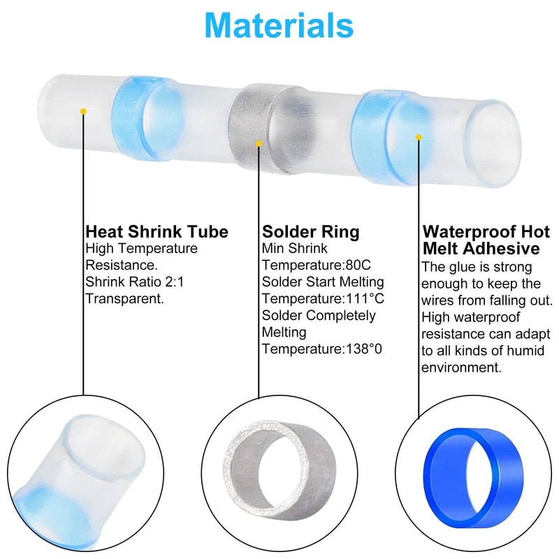 Waterproof Solder Seal Sleeve Heat Shrink Butt Wire Connectors Terminals For RV And Automotive Use 4