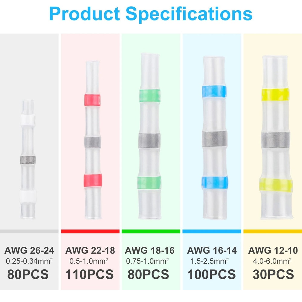 Waterproof Solder Seal Sleeve Heat Shrink Butt Wire Connectors Terminals For RV And Automotive Use 5