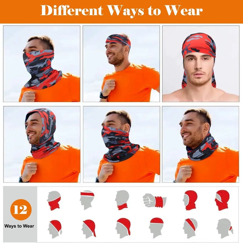 Camouflage Neck Gaiter Set UVResistant Face Mask For Outdoor Sports Dust Sun Protection 2