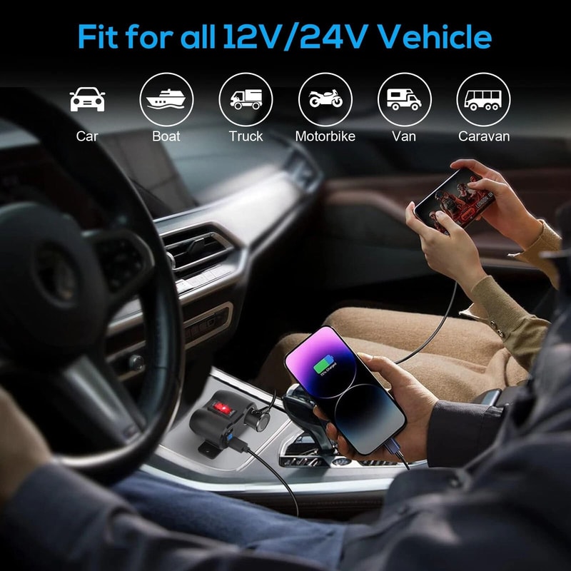 Dual USB Car Charger Power Outlet Cigarette Lighter Socket Splitter For Quick Charging Car Accesso
