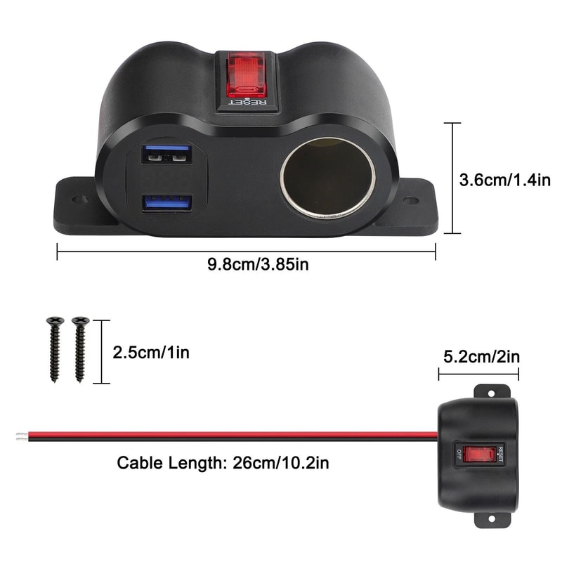 Dual USB Car Charger Power Outlet Cigarette Lighter Socket Splitter For Quick Charging Car Accesso
