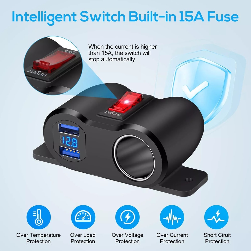 Dual USB Car Charger Power Outlet Cigarette Lighter Socket Splitter For Quick Charging Car Accesso