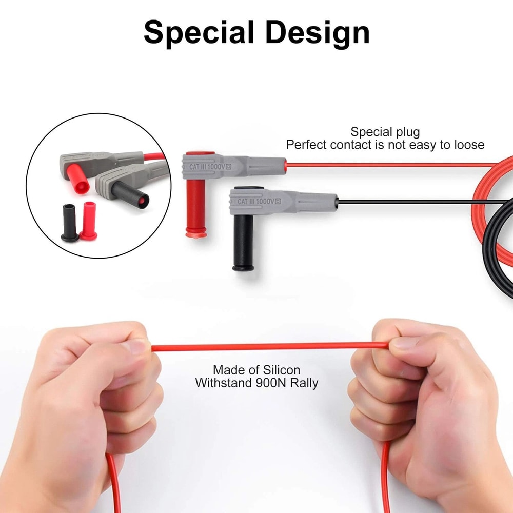 Multimeter Test Lead Kit With Puncture Probes Alligator Clips Banana Plugs High Voltage Compatibi