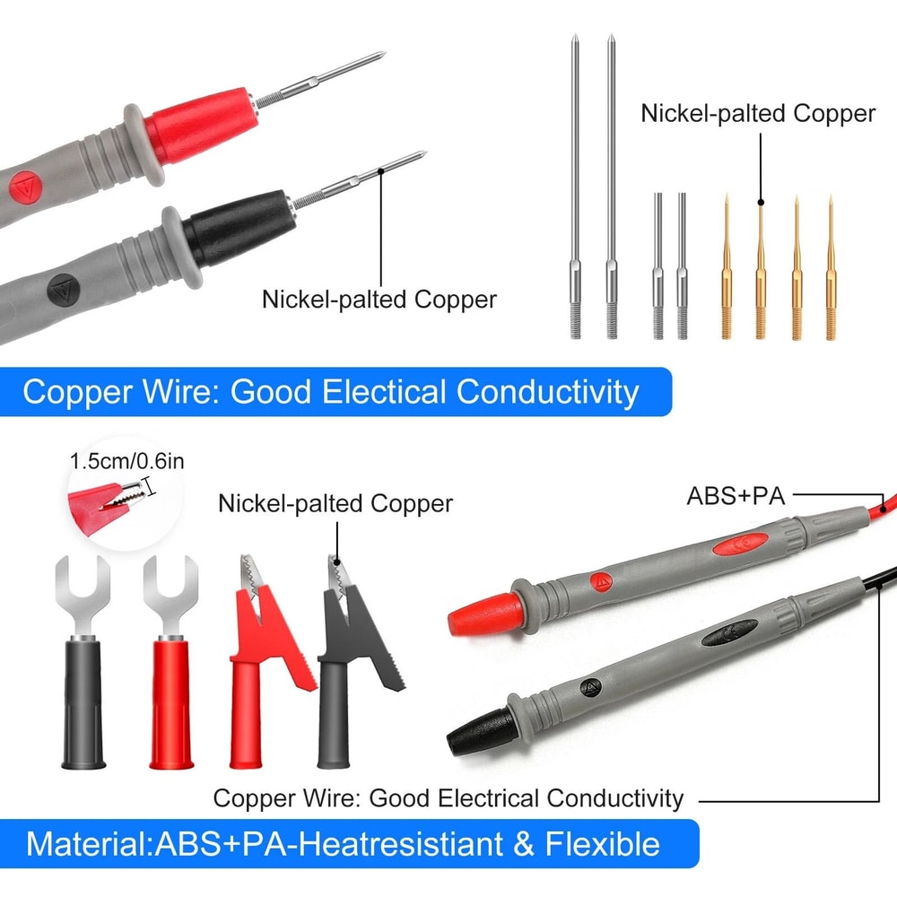 Multimeter Test Lead Kit With Puncture Probes Alligator Clips Banana Plugs High Voltage Compatibi
