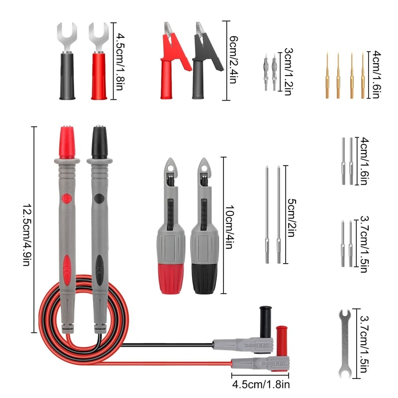 Multimeter Test Lead Kit With Puncture Probes Alligator Clips Banana Plugs High Voltage Compatibi