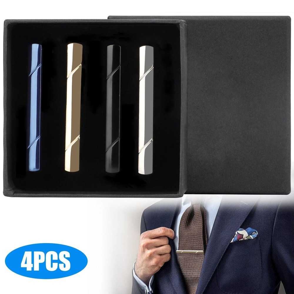 Gentleman Mens Necktie Tie Clip Set Elegant Clasp Bar For Weddings Business 8