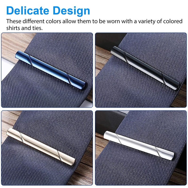 Gentleman Mens Necktie Tie Clip Set Elegant Clasp Bar For Weddings Business 3