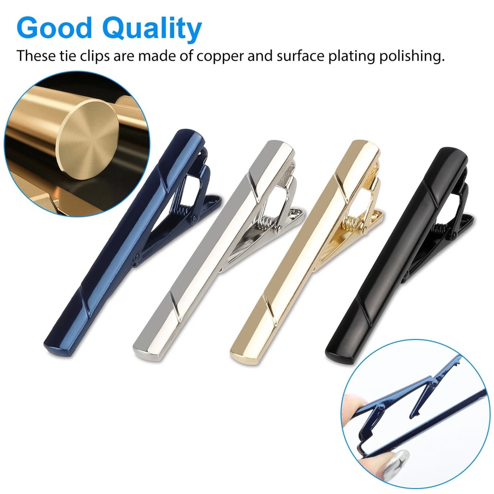 Gentleman Mens Necktie Tie Clip Set Elegant Clasp Bar For Weddings Business 6