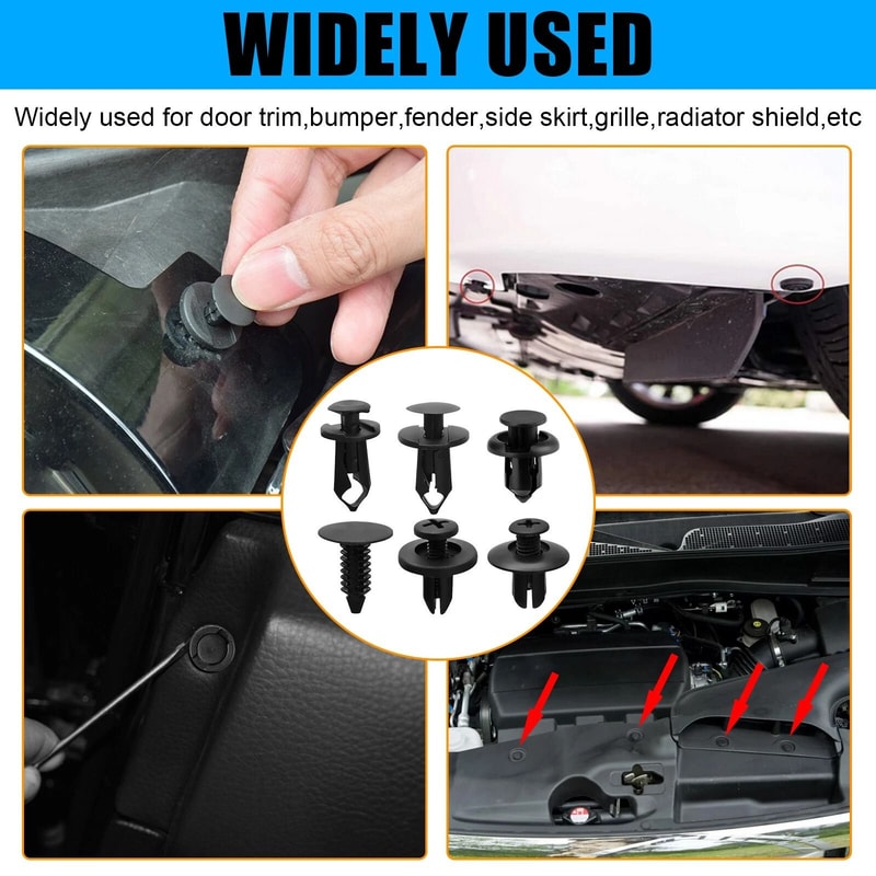 Car Trim Bumper Clips Push Pin Fastener Kit Universal Plastic Retainer Rivets 1