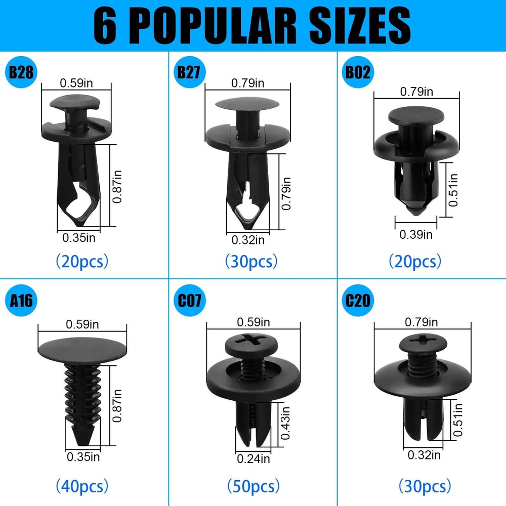 Car Trim Bumper Clips Push Pin Fastener Kit Universal Plastic Retainer Rivets 5