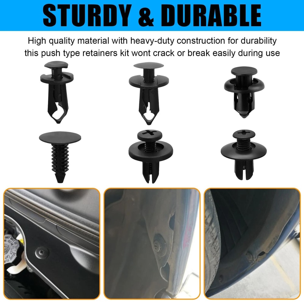 Car Trim Bumper Clips Push Pin Fastener Kit Universal Plastic Retainer Rivets 6