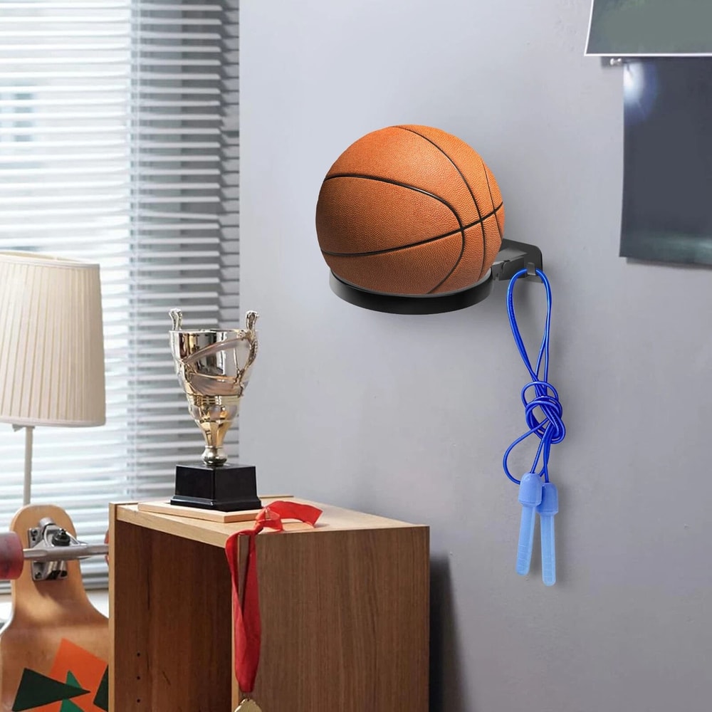 Wall Mounted Ball Holder Basketball Storage Rack Space Saving Sports Display Organizer 3