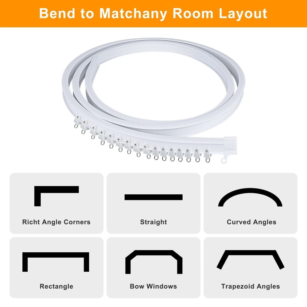 Flexible Bendable Ceiling Curtain Track System For Room Dividers And Curved Spaces 1