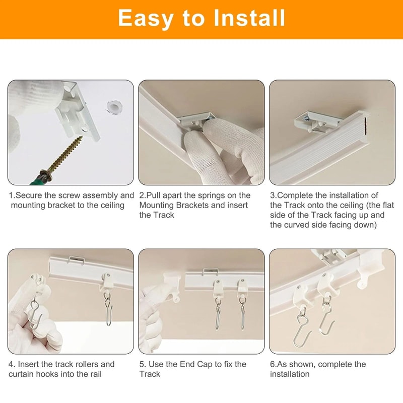 Flexible Bendable Ceiling Curtain Track System For Room Dividers And Curved Spaces 2