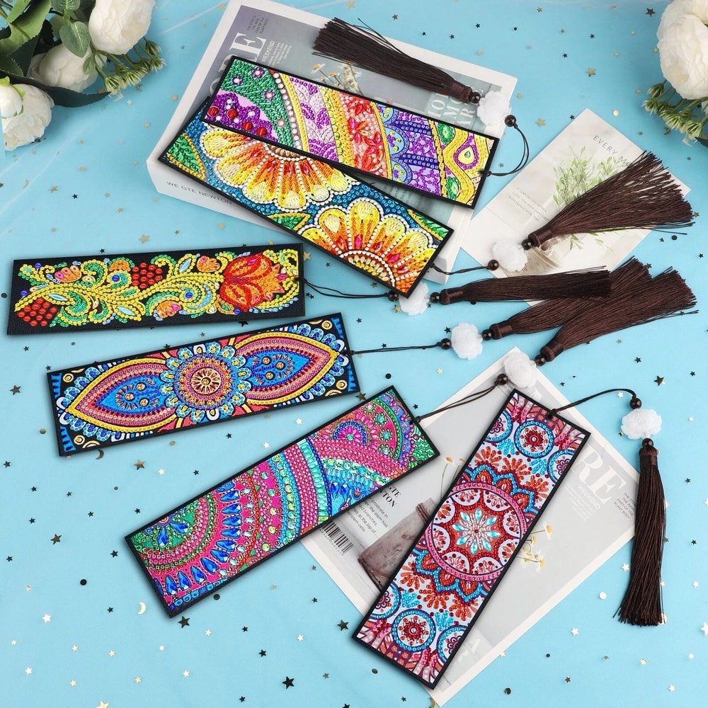 Diamond Painting Bookmark Kit DIY Leather Page Marker Set With Tassels 2